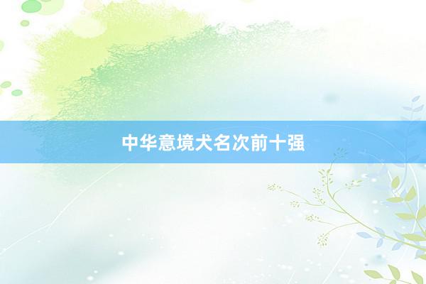 中华意境犬名次前十强